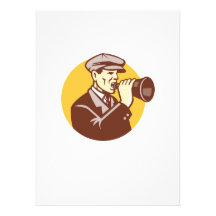 Man Shouting With Vintage Bullhorn Retro Personalized Announcements