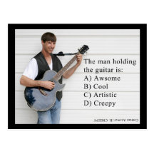 man with guitar post card