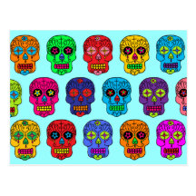Man & Woman Sugar Skulls Postcards