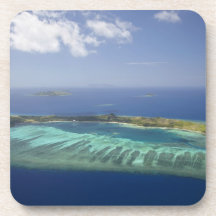 Mana Island and coral reef, Mamanuca Islands Beverage Coaster