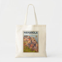 Manarola Vineyard Harbour - on white Tote Bag