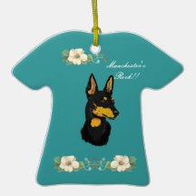 Manchester Terrier - Turquoise Floral Design Christmas Tree Ornament