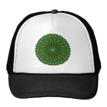 Mandala Inspired Hunter Green Flower Trucker Hats