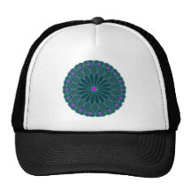 Mandala Inspired Teal Blue Flower Mesh Hat