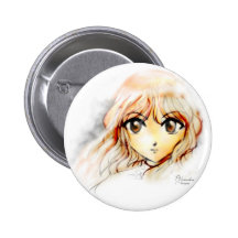 Manga Anime Girl sketch big eyes kawaii cute Pinback Button