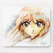 Manga Anime Girl sketch big eyes kawaii cute Mousepads