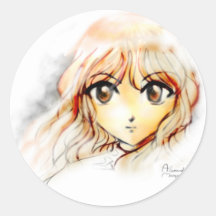 Manga Anime Girl sketch big eyes kawaii cute Sticker