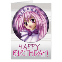 Manga Girl Maid Birthday Card
