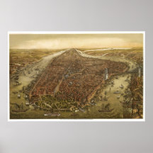 Manhattan and New York City in 1873 Print