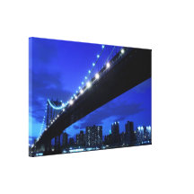 Manhattan Bridge and Skyline, New York City Stretched Canvas Print