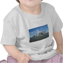 Manhattan in the distance. t shirts