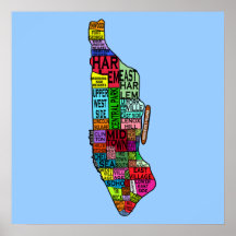 Manhattan Neighbourhoods Map Posters