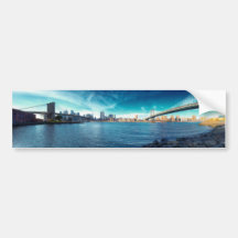 Manhattan New York Skyline from East River Bumper Stickers
