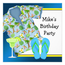 Mans BBQ Margarita Beach Birthday Party Invitation