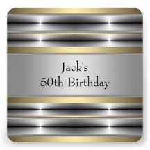 Mans Gold 50th Birthday Party Announcement