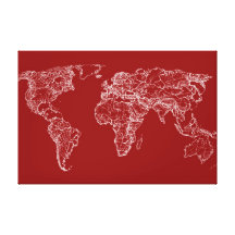 Map in red canvas print