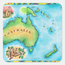 Map of Australia Square Sticker