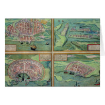 Map of Calais, Malta, Rhodes, and Famagusta, from Greeting Cards