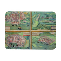 Map of Calais, Malta, Rhodes, and Famagusta, from Vinyl Magnet