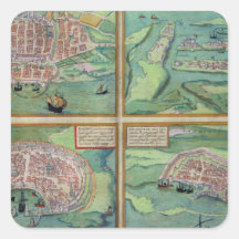 Map of Calais, Malta, Rhodes, and Famagusta, from Sticker