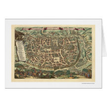 Map of Jerusalem by Nicolaes Visscher 1660 Greeting Cards