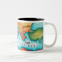 Map of Mediterranean Sea Coffee Mugs