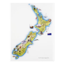 Map of New Zealand Post Card