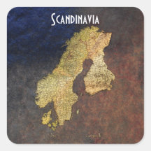 Map of SCANDINAVIA on Iron Stone BG Stickers