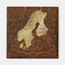 MAP OF SCANDINAVIA Square Magnet
