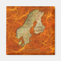 MAP OF SCANDINAVIA Square Magnet