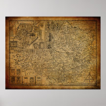 Map of Somerset UK 1610 Poster