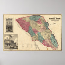 Map of Sonoma County California Poster
