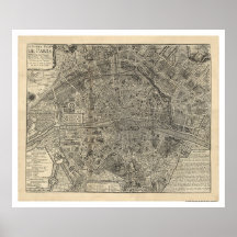 Map of the City of Paris by Nicolas de Fer 1700 Print