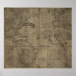 Map of the Gulf Stream and Antlantic Ocean 1768 Print