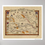 Map of the History and Romance of Wyoming Poster