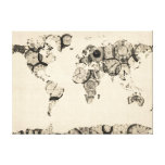 Map of the World Map from Old Clocks Gallery Wrapped Canvas