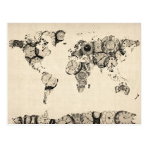Map of the World Map from Old Clocks postcards