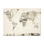 Map of the World Map from Old Postcards Gallery Wrap Canvas