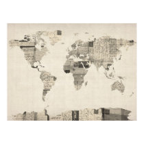 Map of the World Map from Old Postcards posters