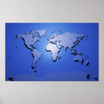 Map of the World Map in Blue Poster