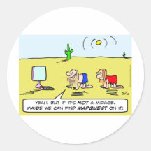 mapquest computer desert mirage round sticker