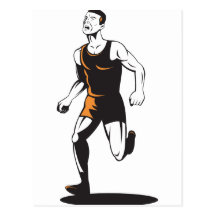 Marathon Runner Running Retro Post Cards