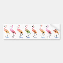 March of the Tropical Flamingos Bumper Sticker