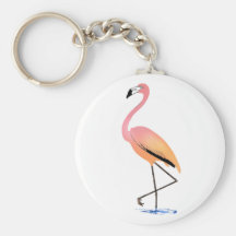 March of the Tropical Flamingos Keychain
