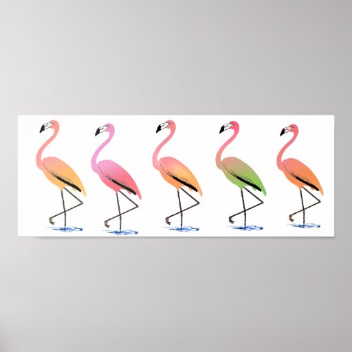 March of the Tropical Flamingos Print