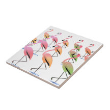 March of the Tropical Flamingos Tiles