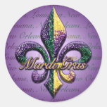 Mardi Gras bead Fleur de lis 2 Round Stickers