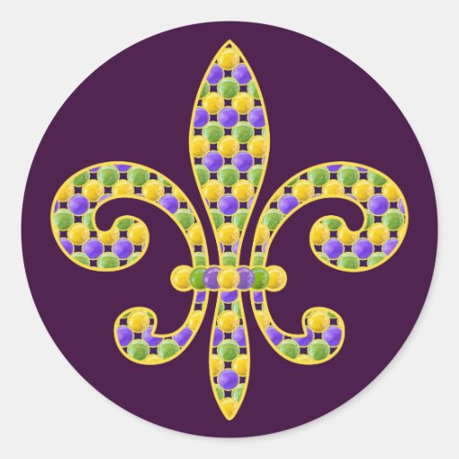 Mardi Gras bead Fleur de lis Stickers