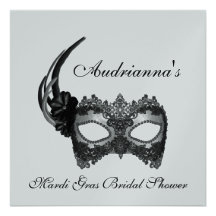 "Mardi Gras Bridal Shower" Announcement