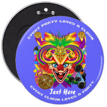 Mardi Gras Clown  view notes please Pinback Button